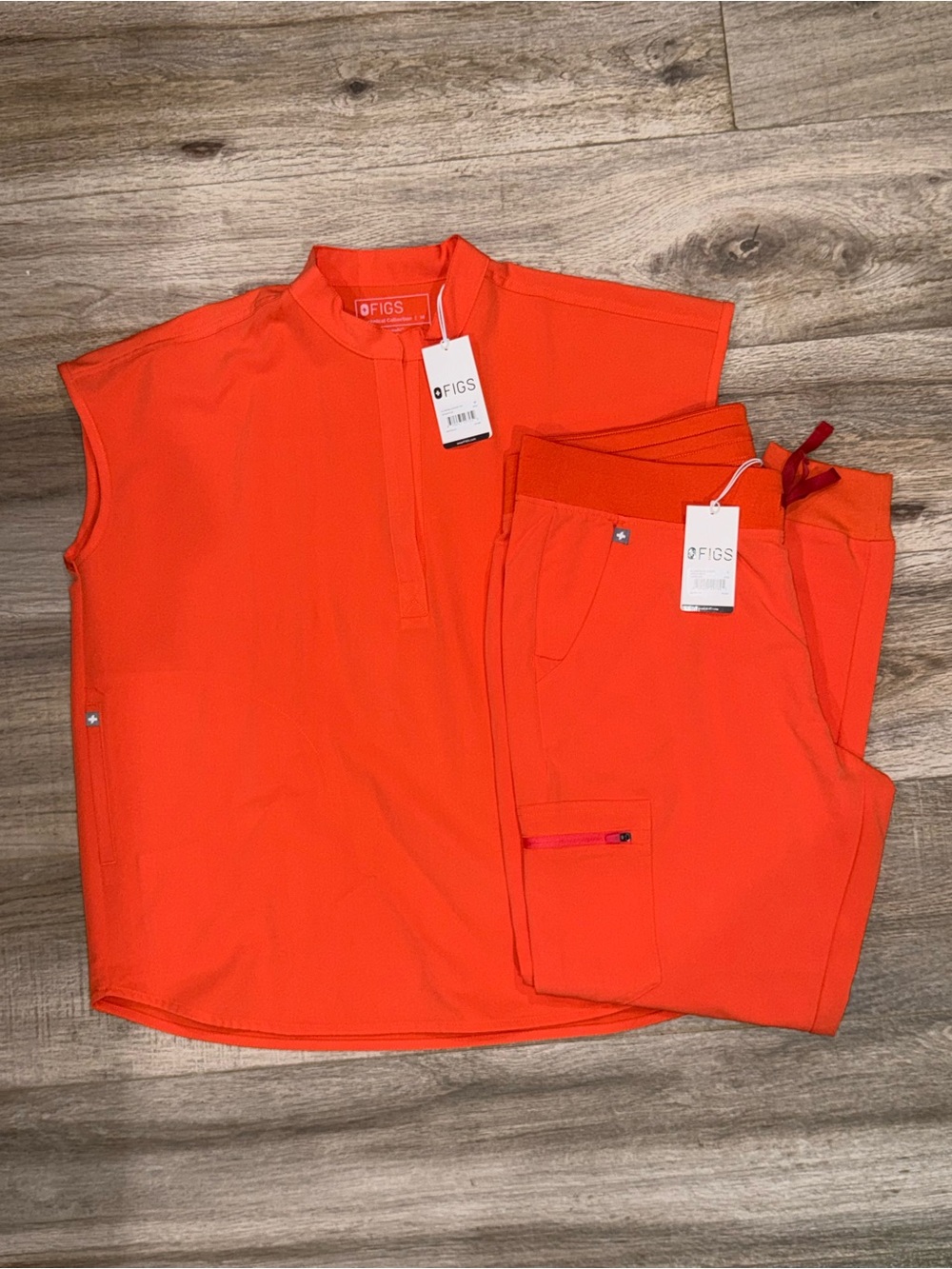 FIGS Orange Scrub Top & Joggers Set